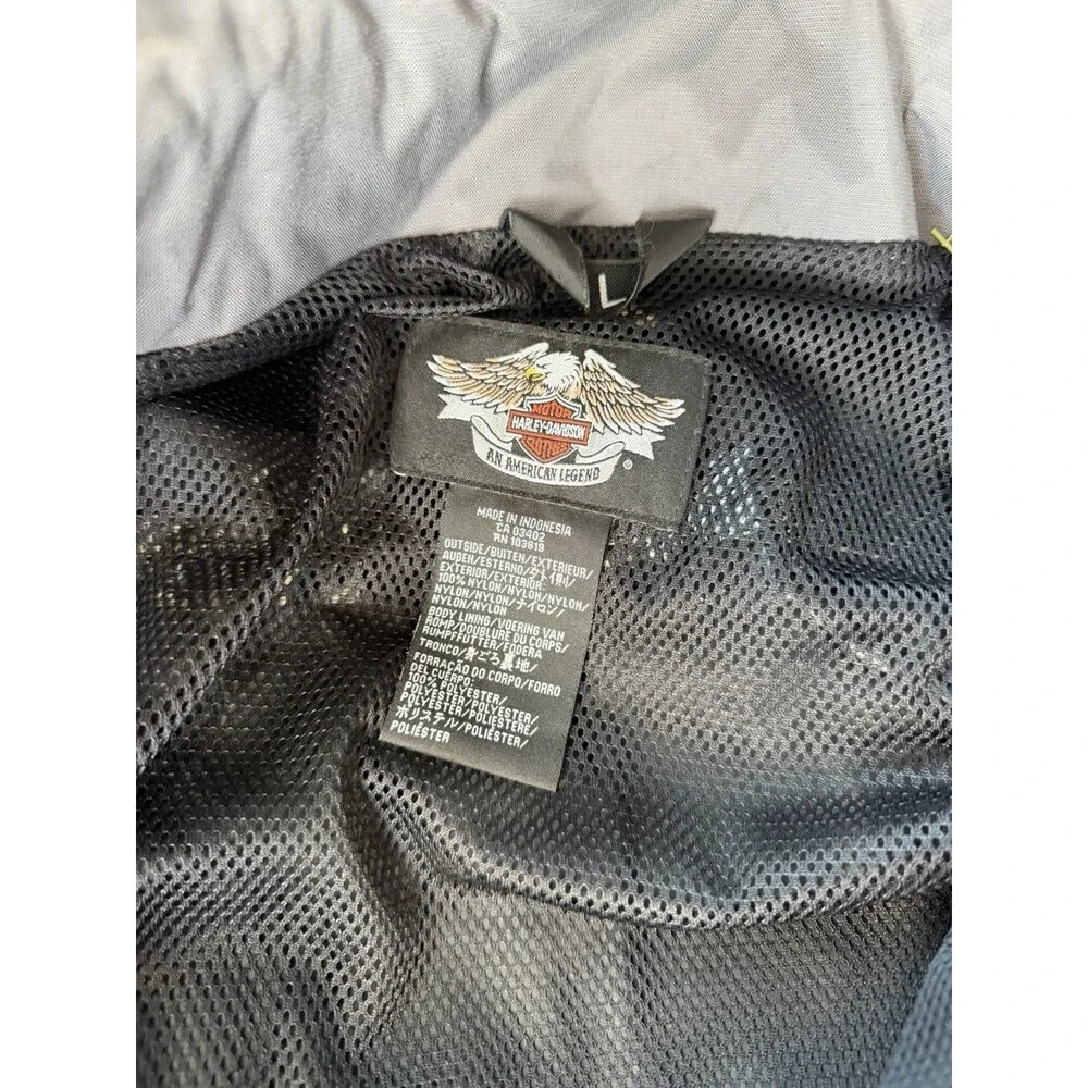 Harley Davidson Y2K Mens L Riding Jacket Gray Hooded Bar Shield 97059-07VX